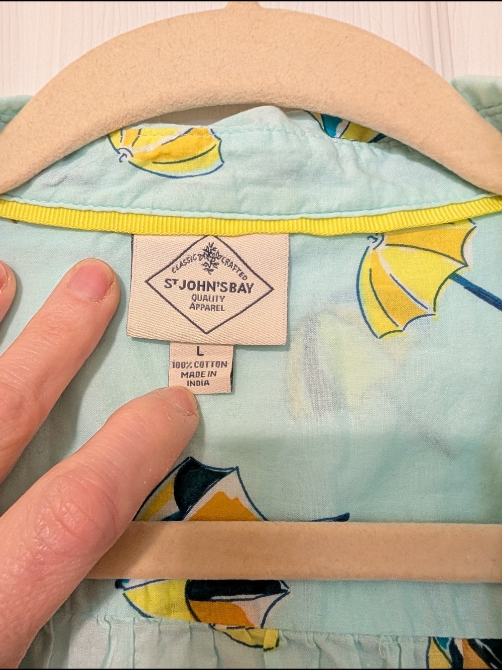 Light Blue Umbrella Print Short-Sleeve Button-Up Shirt - Picture 3 of 4